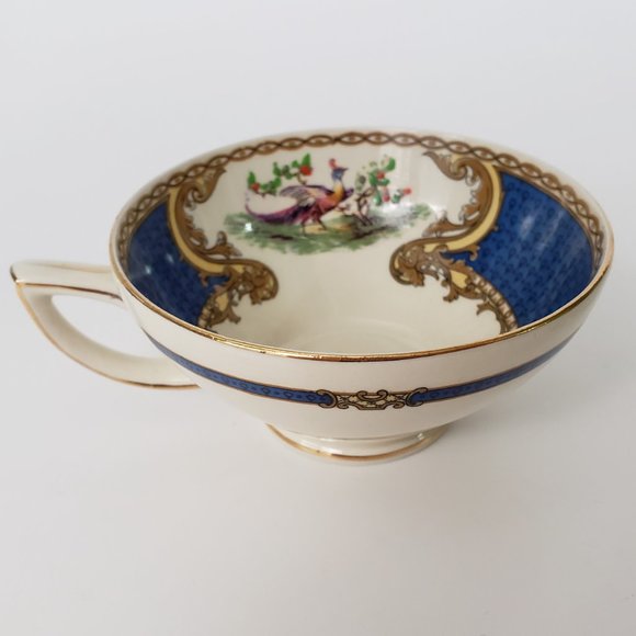 Blue Myott Vintage Staffordshire Chelsea Bird in Blue English Cup Saucer Set - Picture 7 of 9